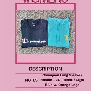 Champion Black Hoodie and Teal Pants Set